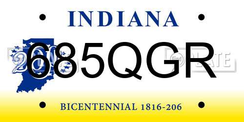 685QGR Indiana License Plate