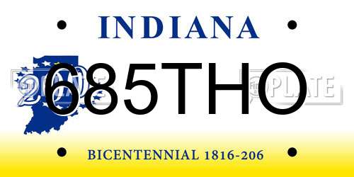 685THO Indiana License Plate