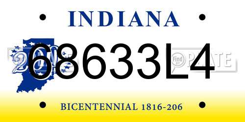 68633L4 Indiana License Plate