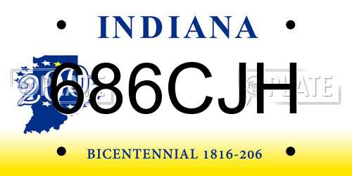 686CJH Indiana License Plate