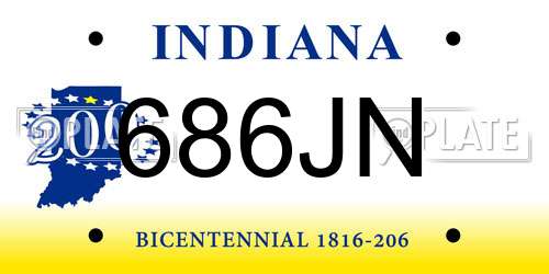 686JN Indiana License Plate