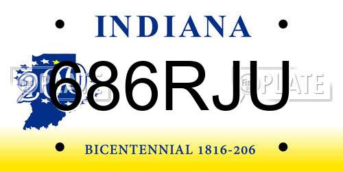 686RJU Indiana License Plate