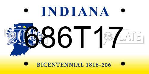 686T17 Indiana License Plate