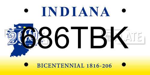 686TBK Indiana License Plate