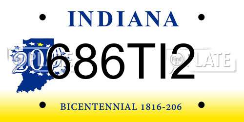 686TI2 Indiana License Plate
