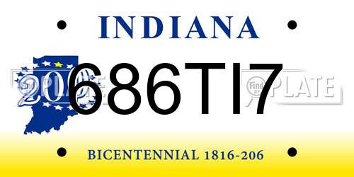 686TI7 Indiana License Plate