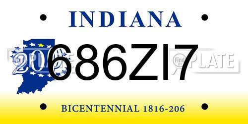 686ZI7 Indiana License Plate