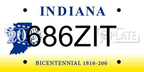 686ZIT Indiana License Plate