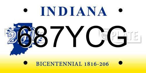 687YCG Indiana License Plate