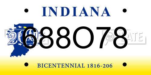688O78 Indiana License Plate