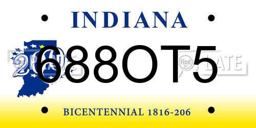 688OT5 Indiana License Plate