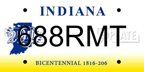 688RMT Indiana License Plate