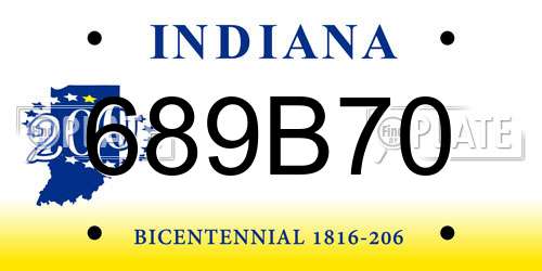689B70 Indiana License Plate
