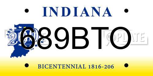 689BTO Indiana License Plate