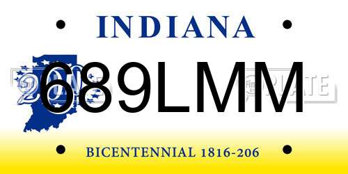 689LMM Indiana License Plate