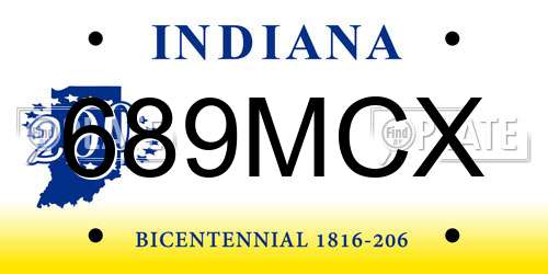 689MCX Indiana License Plate