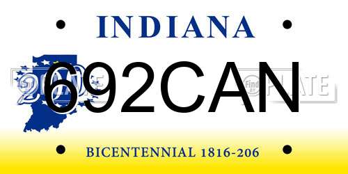 692CAN Indiana License Plate