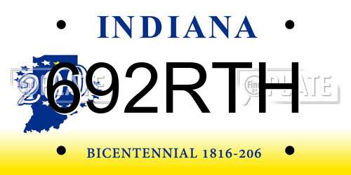 692RTH Indiana License Plate