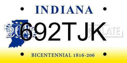 692TJK Indiana License Plate