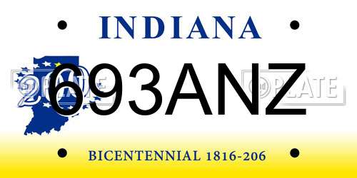 693ANZ Indiana License Plate