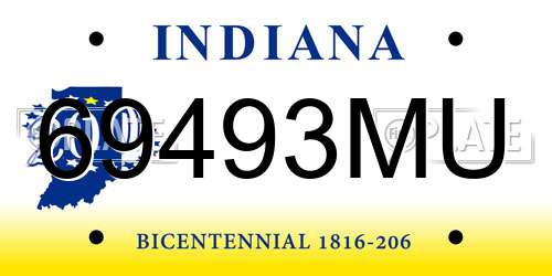 69493MU Indiana License Plate