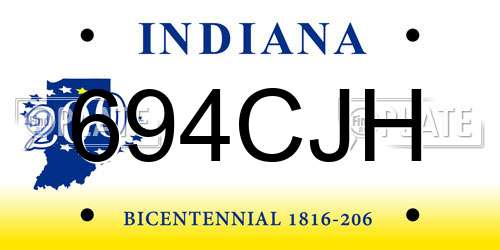 694CJH Indiana License Plate