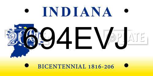 694EVJ Indiana License Plate