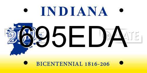 695EDA Indiana License Plate