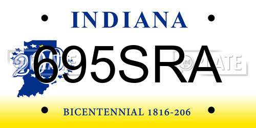 695SRA Indiana License Plate