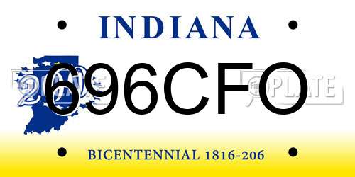 696CFO Indiana License Plate