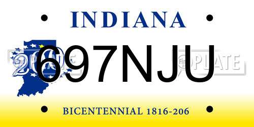 697NJU Indiana License Plate