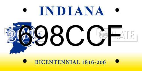 698CCF Indiana License Plate