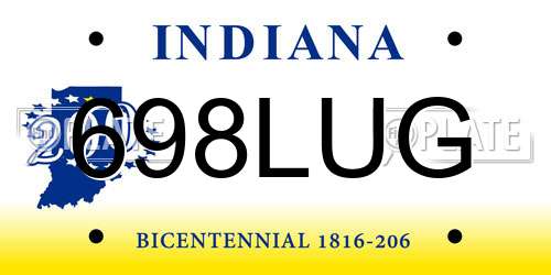 698LUG Indiana License Plate