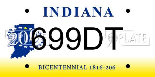 699DT Indiana License Plate