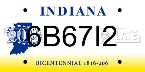 6B67I2 Indiana License Plate