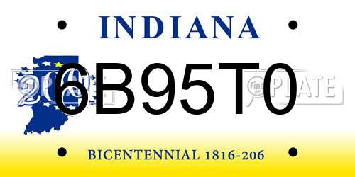 6B95T0 Indiana License Plate