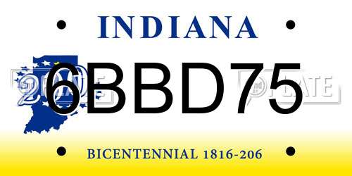 6BBD75 Indiana License Plate