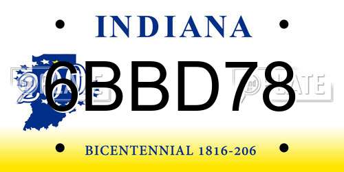 6BBD78 Indiana License Plate