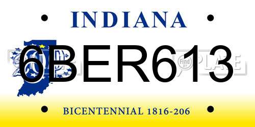 6BER613 Indiana License Plate