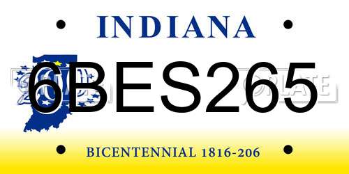 6BES265 Indiana License Plate