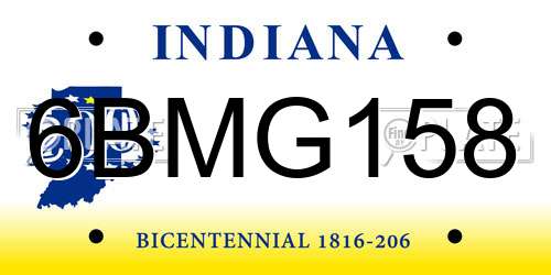6BMG158 Indiana License Plate