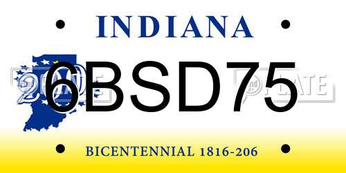 6BSD75 Indiana License Plate