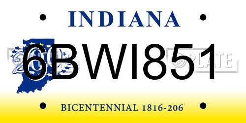 6BWI851 Indiana License Plate
