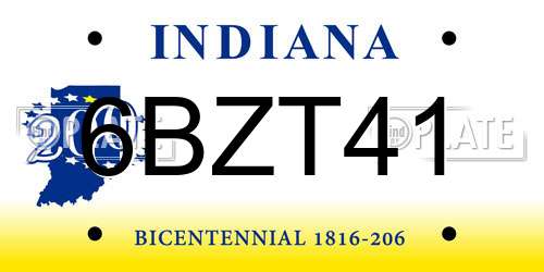 6BZT41 Indiana License Plate
