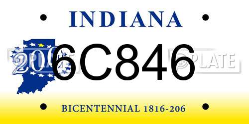 6C846 Indiana License Plate