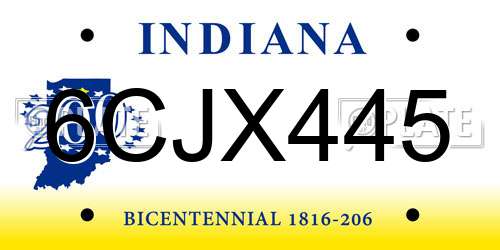 6CJX445 Indiana License Plate