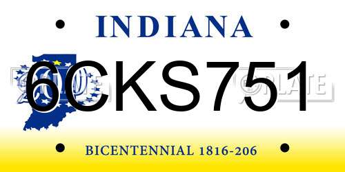 6CKS751 Indiana License Plate