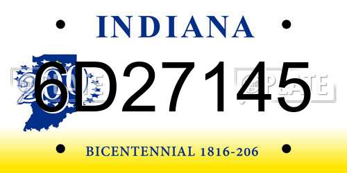 6D27145 Indiana License Plate