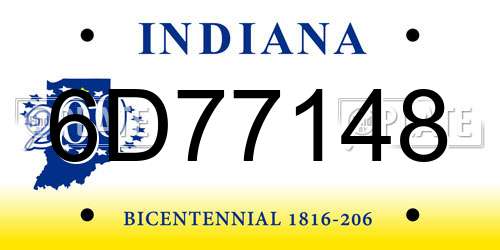6D77148 Indiana License Plate
