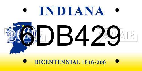 6DB429 Indiana License Plate
